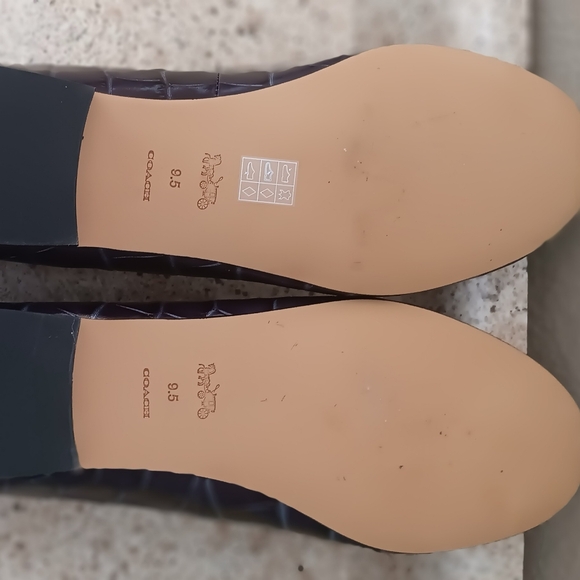 Coach Croc-Embossed Loafers in Deep Plum with Beaded Trim - Picture 7 of 7